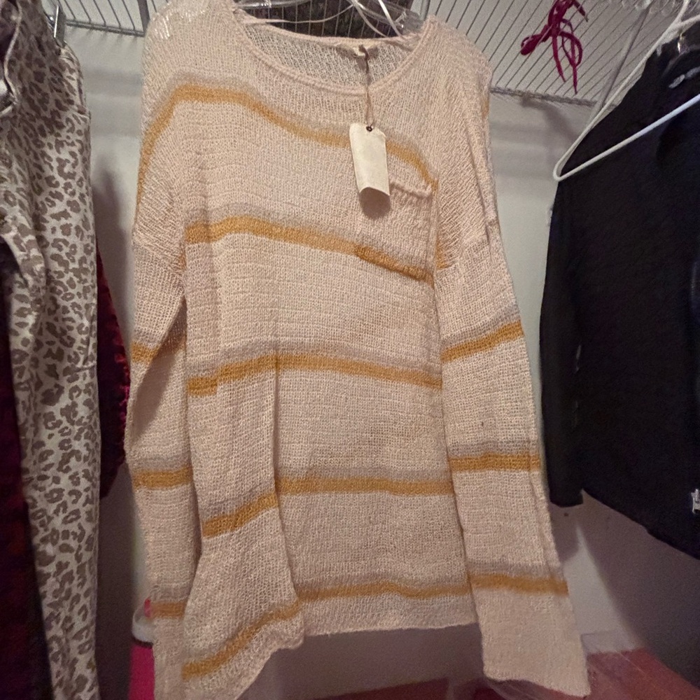 Striped Cream and Tan Women's Sweater